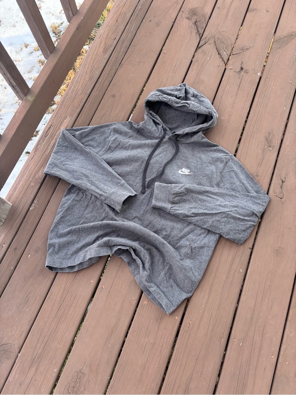 Nike Mens L Charcoal Grey Club Pullover Hoodie Swoosh